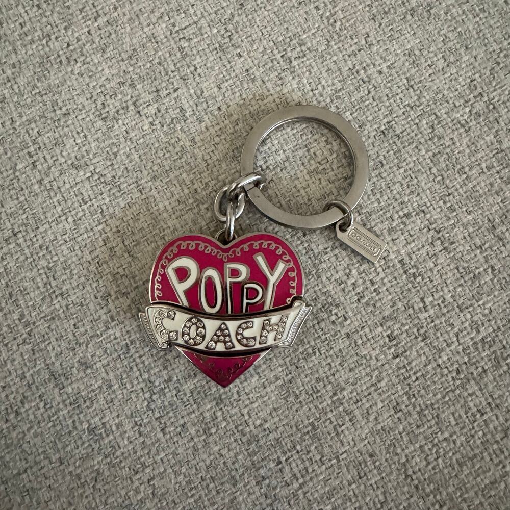 Vintage Poppy Coach Heart Keychain